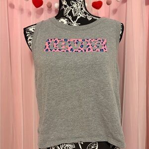 Levi's Gray Tank with Pink & Blue Leopard Logo
